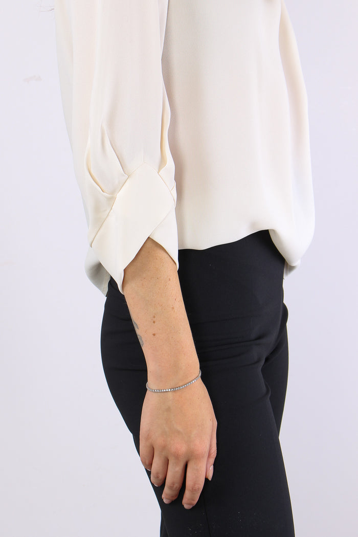 Blusa Georgette Cravatta Burro/nero-2