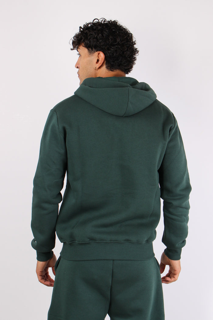Felpa Full Zip Cappuccio Logo Verde Bosco-4
