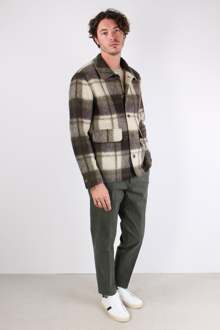 Coraggio Cappotto Lana Quadri Verde-5