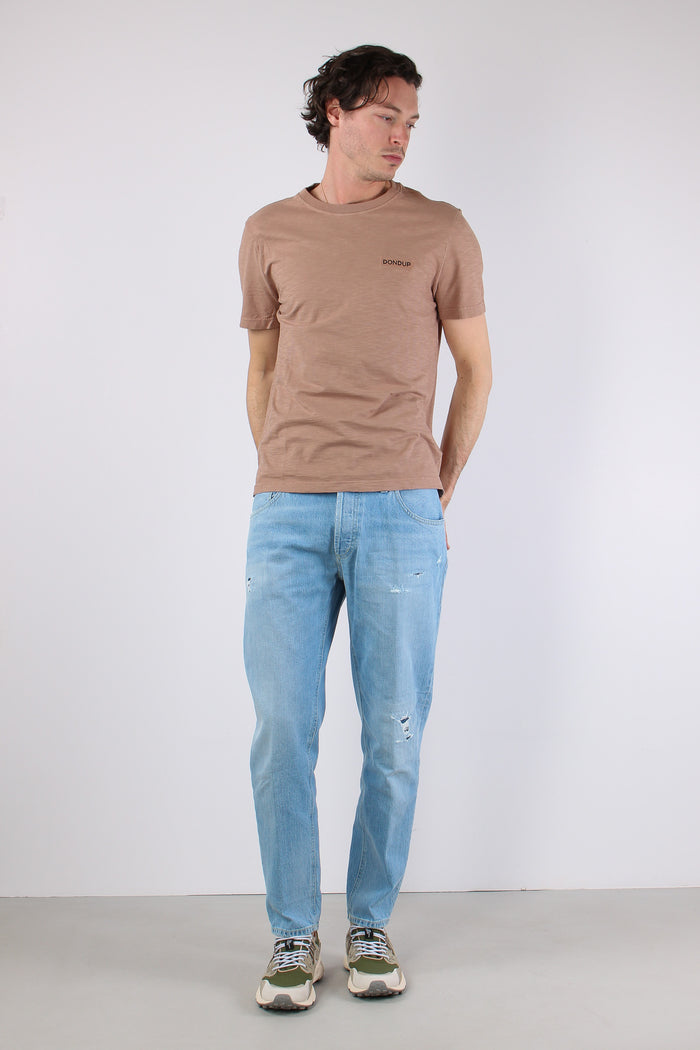 T-shirt Cotone Fiammato Logo Patch Orzo-6