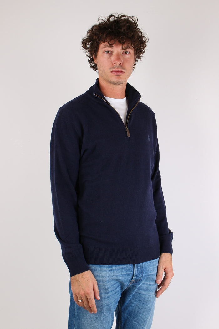 Maglia Mezza Zip Lana Hunter Navy-6