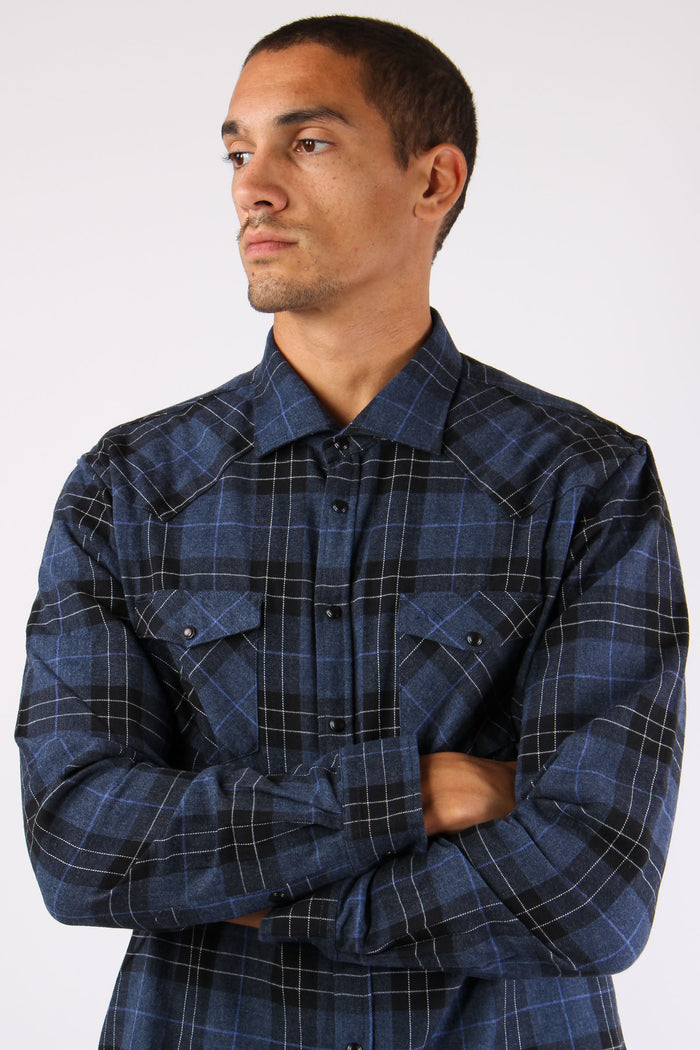 Camicia Scozzese Navy Blue-8