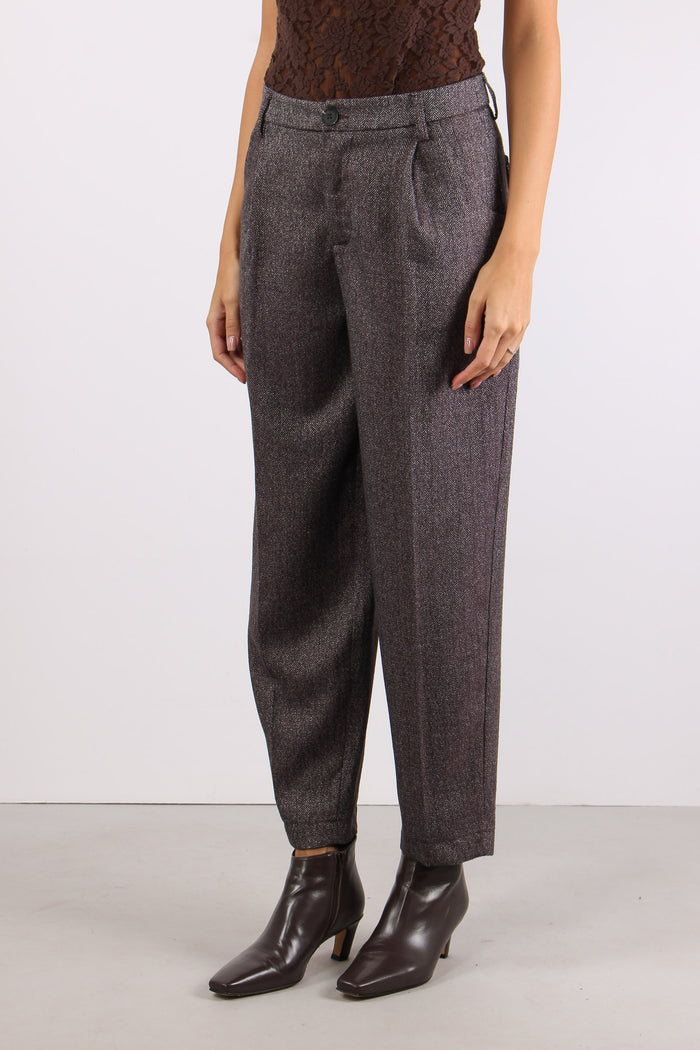 Pantalone Carrot Resca Grigio/bordeuax-4
