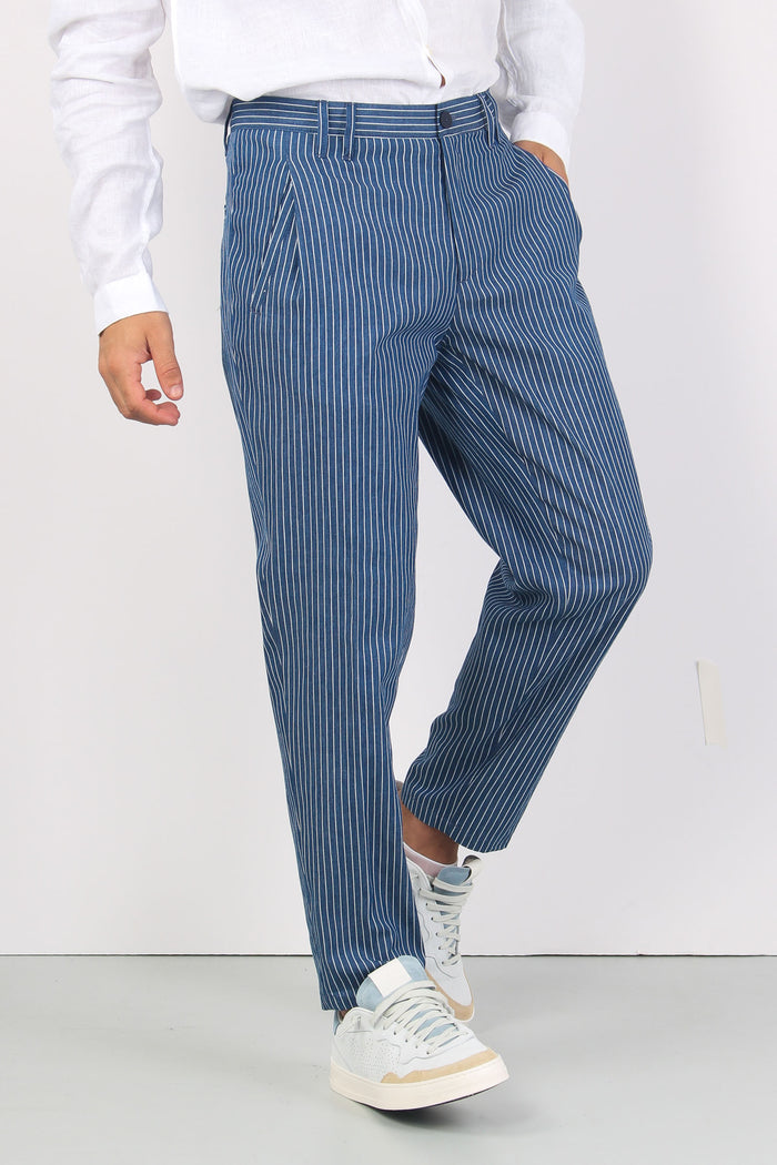 Company Pantalone Riga Blu/bianco-6