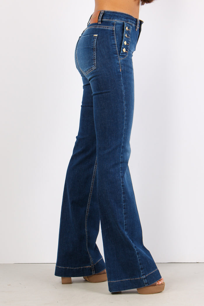 Rooney Denim Bottoni Laterali Denim Scuro-7