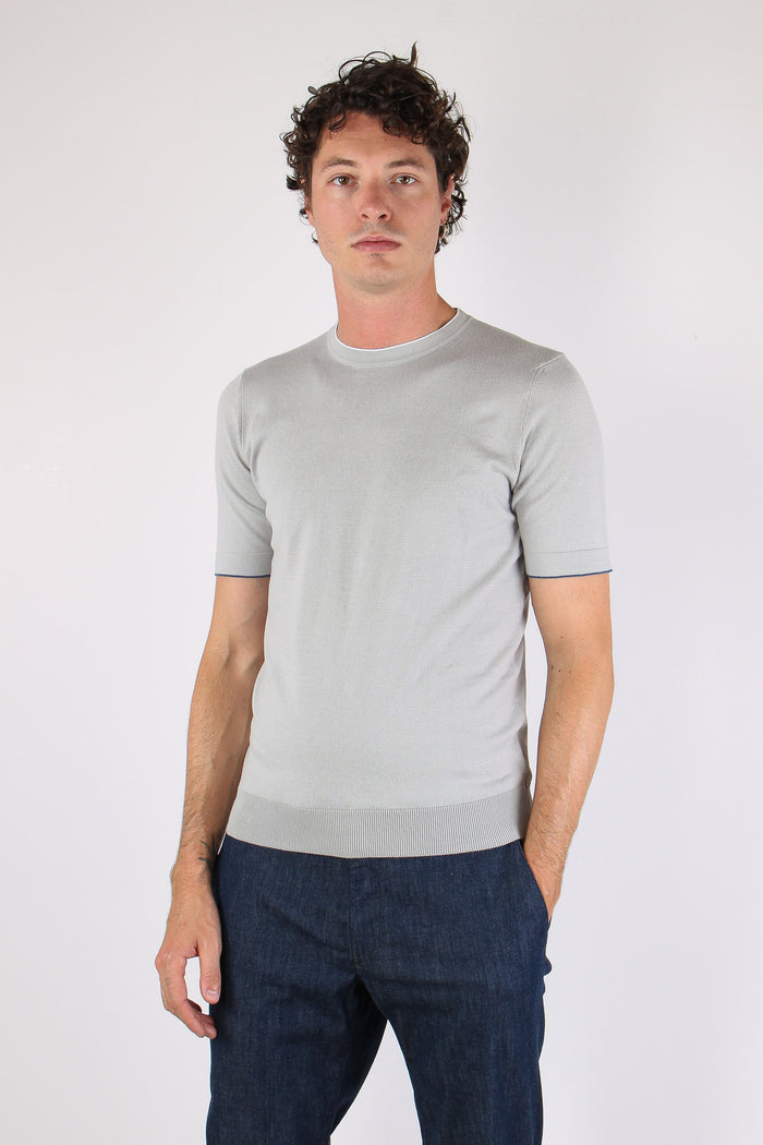 Maglia M/m Profilo Contrastro Grigio/bianco-2