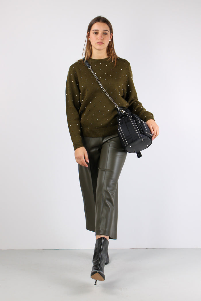 Maglia Inserto Strass Military Green-7