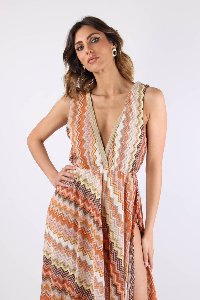 Abito Lungo Jacquard Terra-8