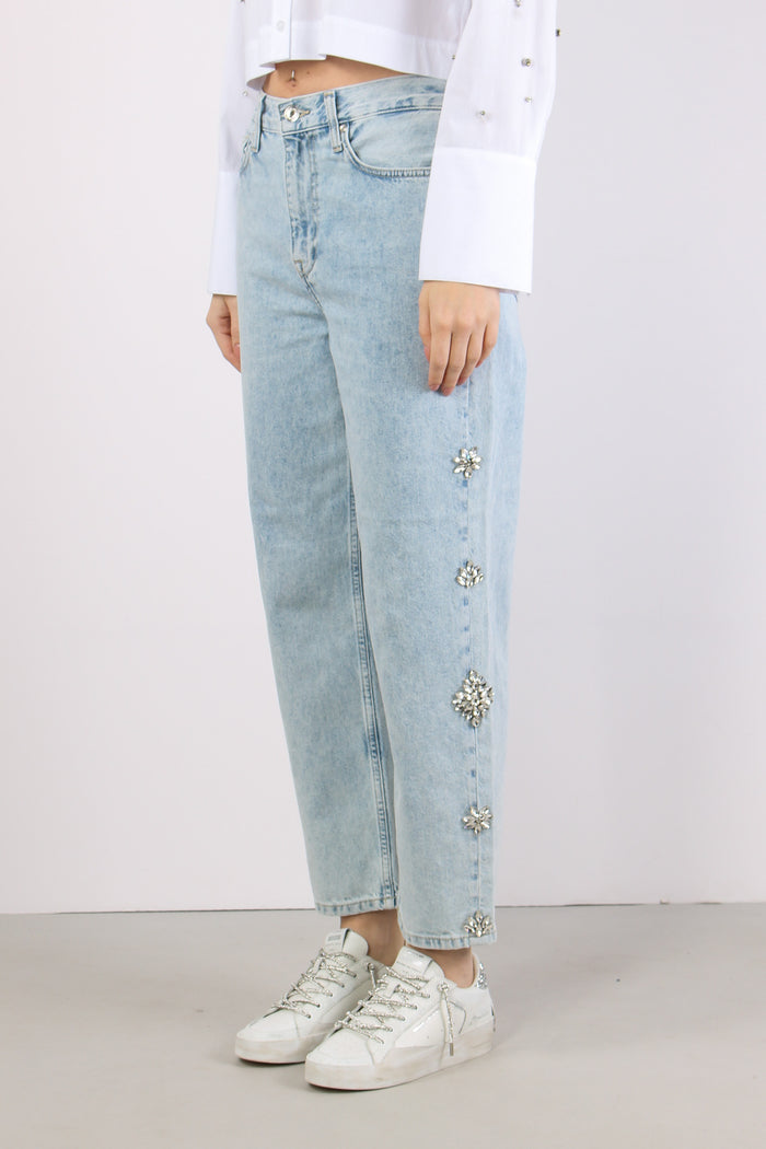 Jeans Castoni Laterali Denim Blu-5