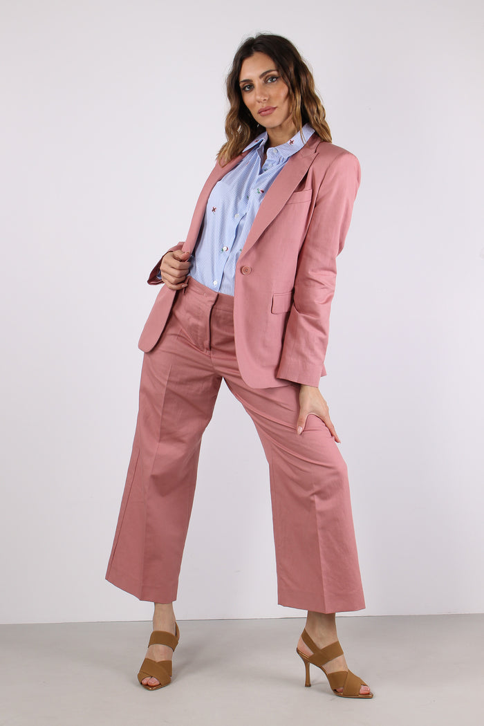 Orche Giacca Monopetto Misto Lino Rose-6