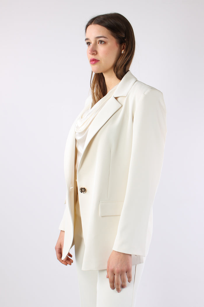 Lasty Giacca Fluida Monopetto Ivory-5