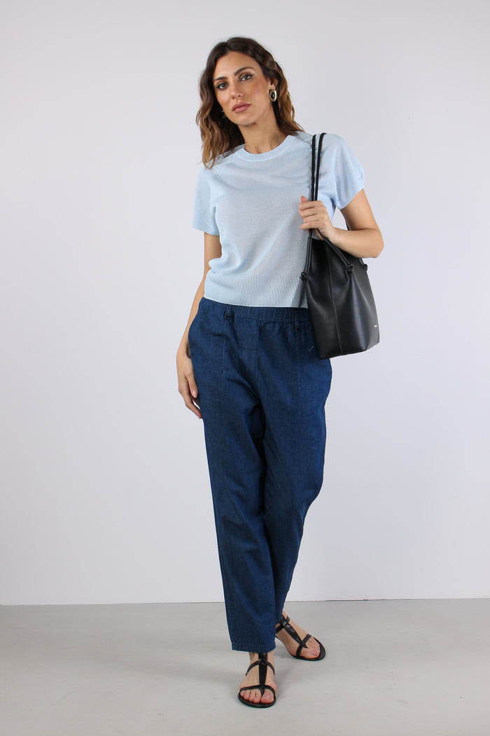 Maglia M/m Filo Cotone Azzurro-5