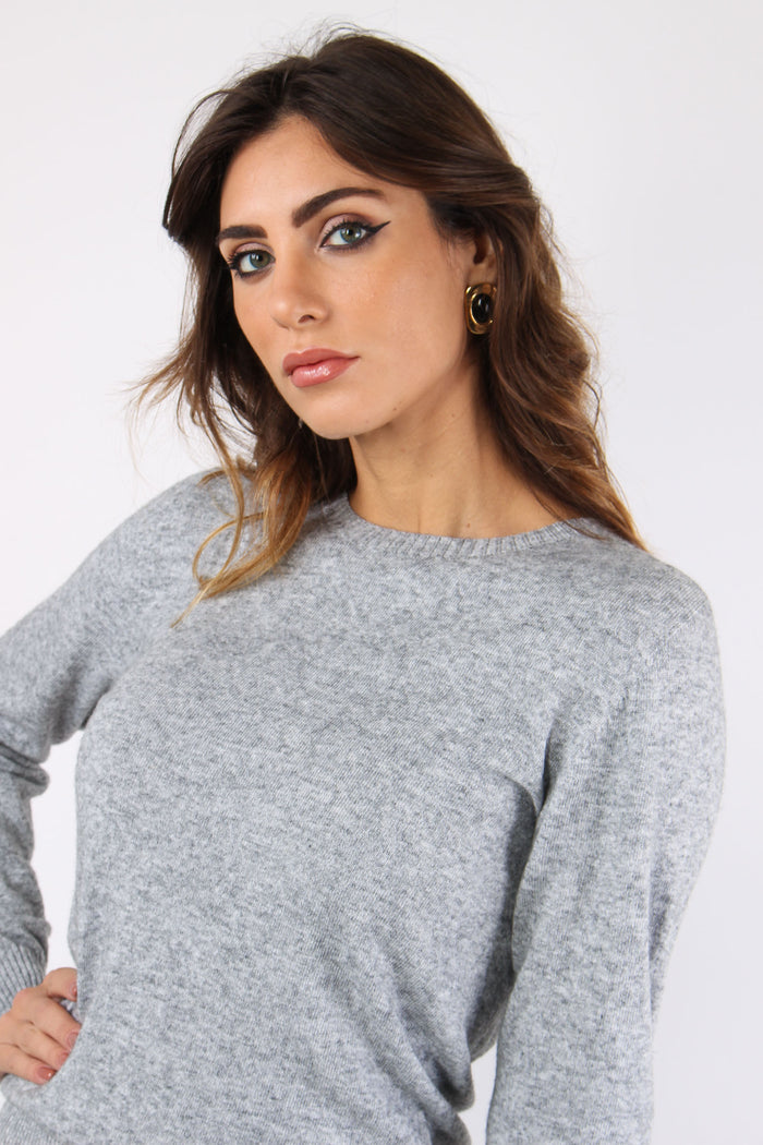 Maglia Misto Cachemire Grigio Melange-8