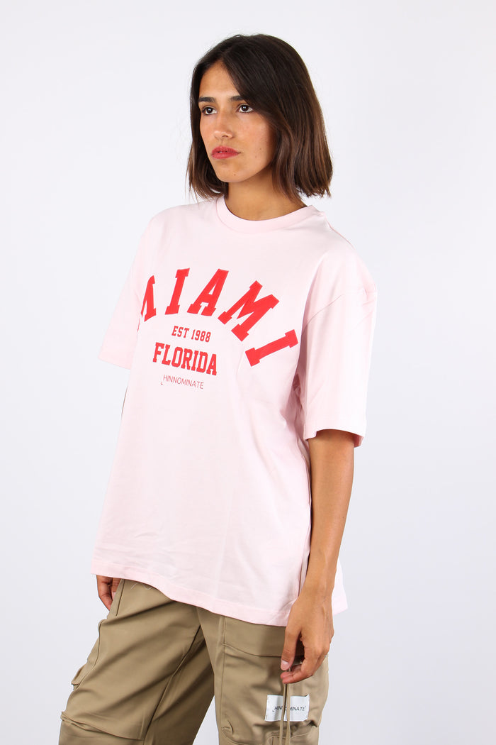 T-shirt Over Miami Rosa Polvere-4