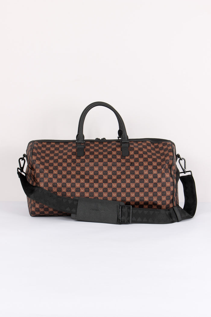 Duffle Shark In Paris Check Marrone-3