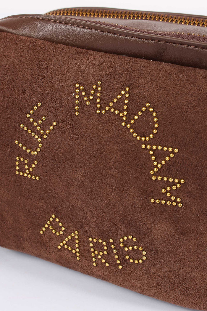 Camera Bag Logo Borchie Suede Brown-4