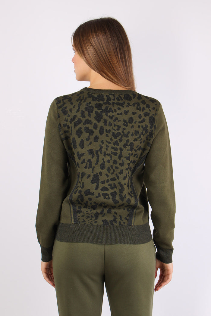 Maglia Inserto Macula Lurex Olive/nero-4