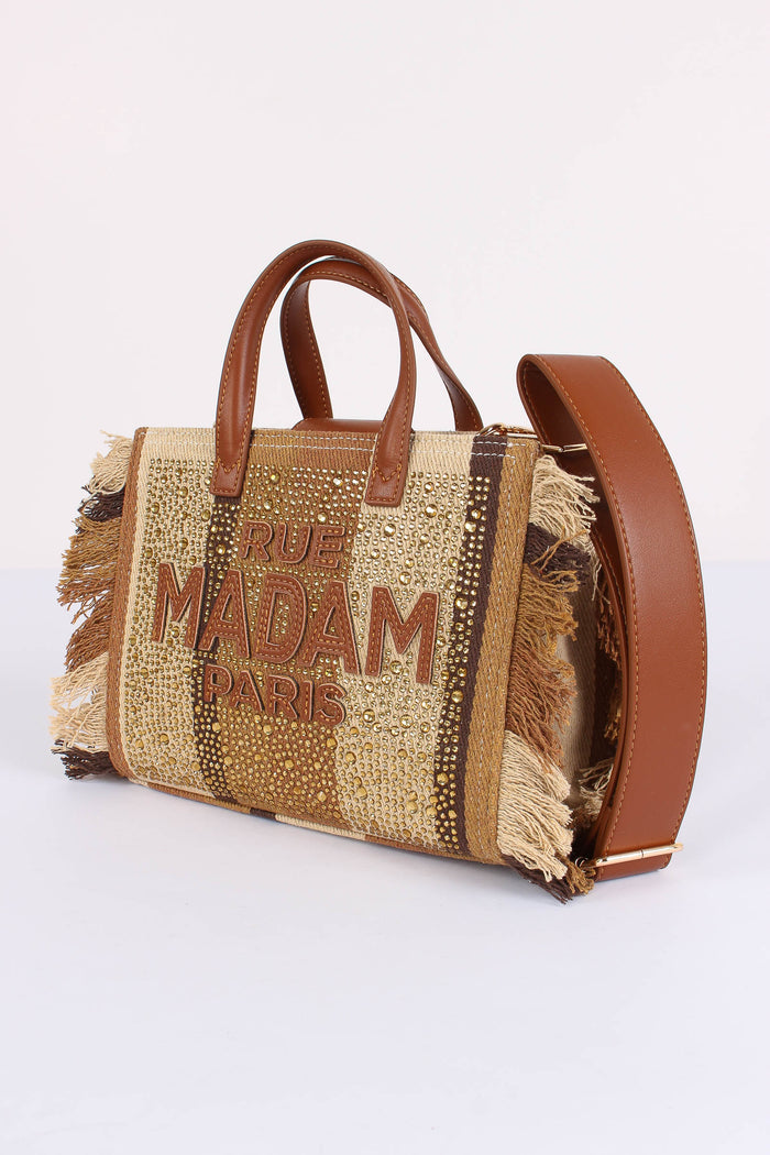 Shopping Mini Strass Stripes Brown-5