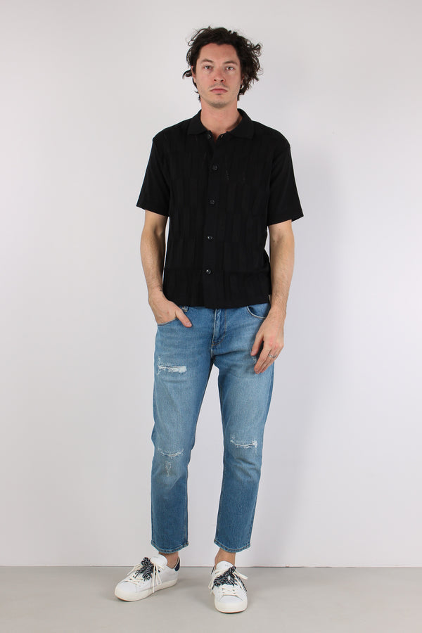 Camicia Lavorata Triangoli Nero-2