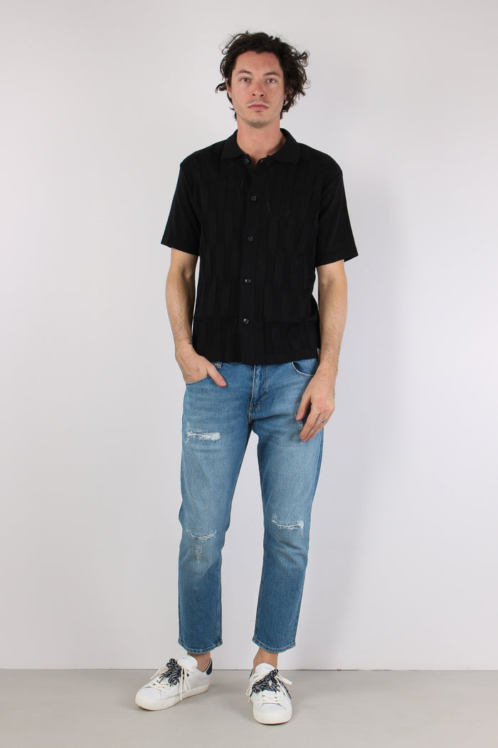 Camicia Lavorata Triangoli Nero-2