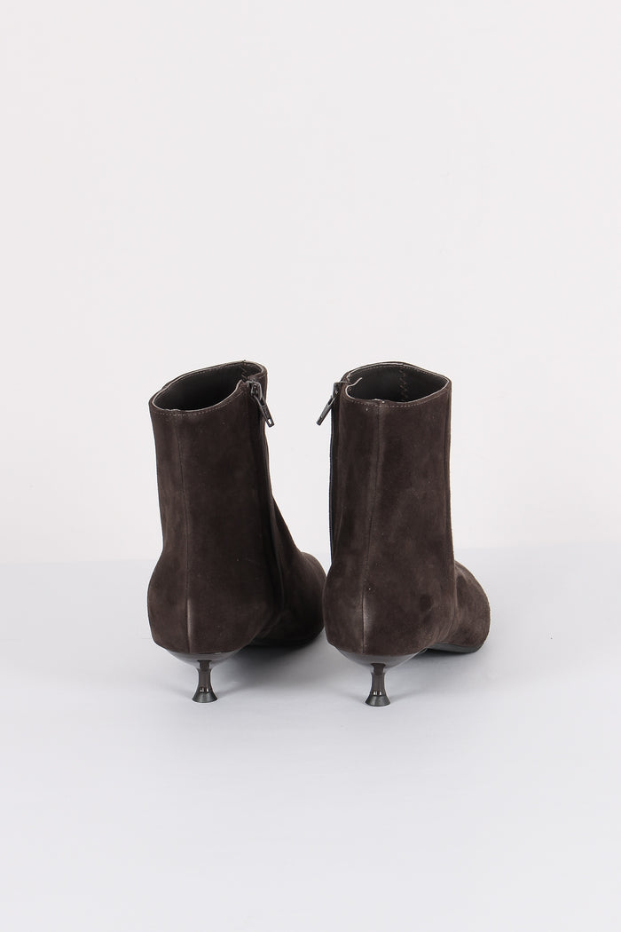 Tronchetto Suede Tacco Basso Moro-3