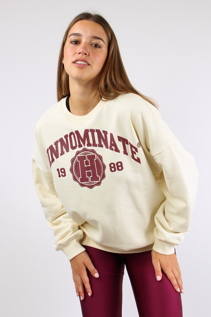 Felpa College Bianco Burro-3