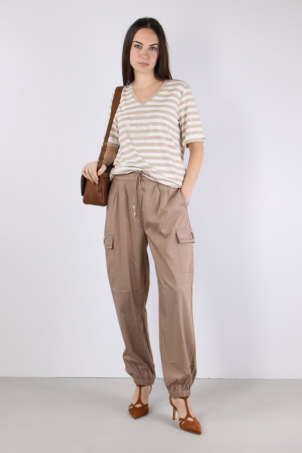 T-shirt Riga Scollo V White/almond-2