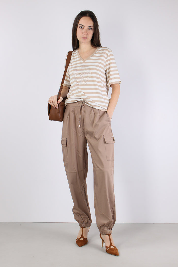 T-shirt Riga Scollo V White/almond-2