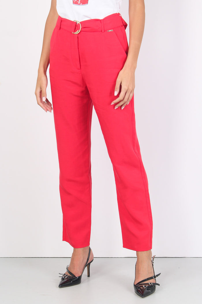 Pantalone Palazzo Cintura Cherry Red-8
