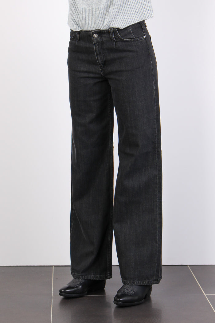 Denim Palazzo Vita Bassa Denim Nero-5