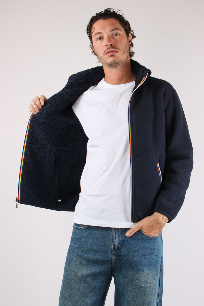 Felpa Teddy Reversibile Collo Blue Depth/blue-2