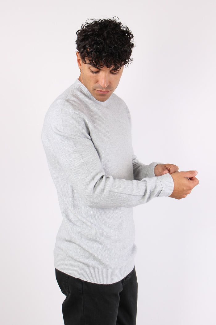 Maglia Girocollo Punto Riso Grigio Perla-4
