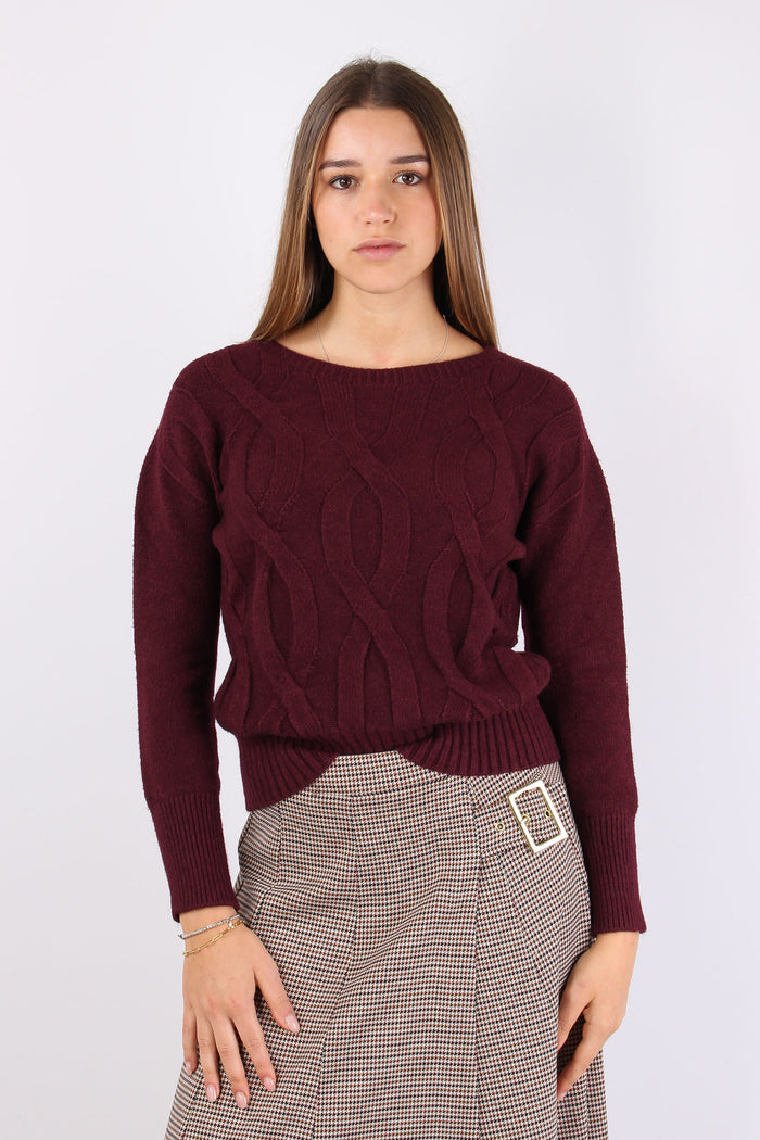 Maglia Viscosa Treccia Bordeuax-3