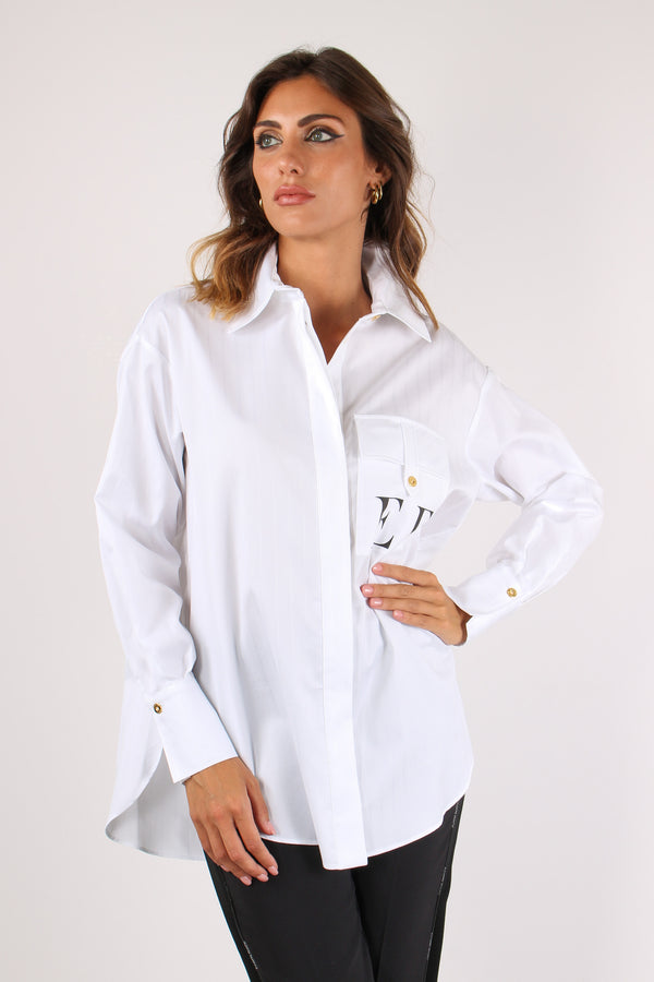 Camicia Over Cotone Bianco-2