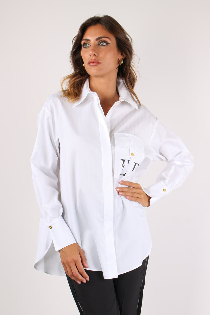 Camicia Over Cotone Bianco-2
