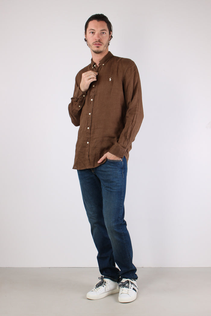 Camicia Lino Slim Fit Chestnut-5
