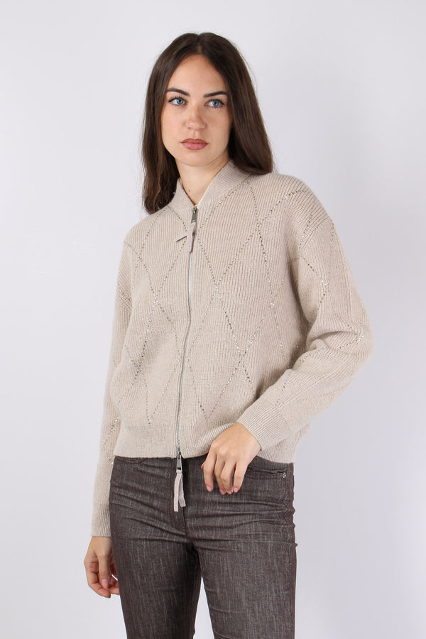 Giacca Ricamo Strass Beige-2