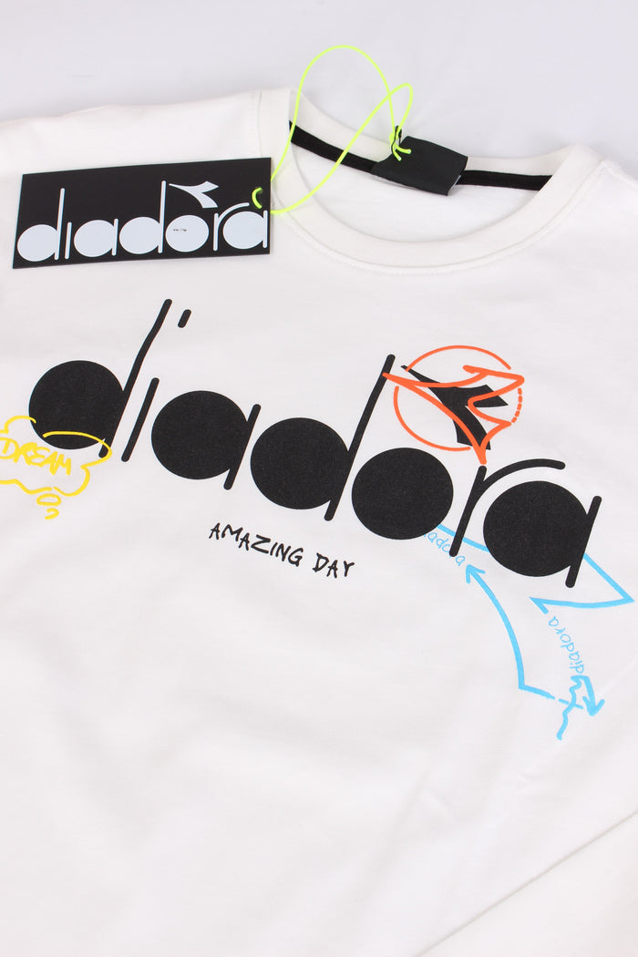 T-shirt Cotone Logo Multicolor Bianco-3