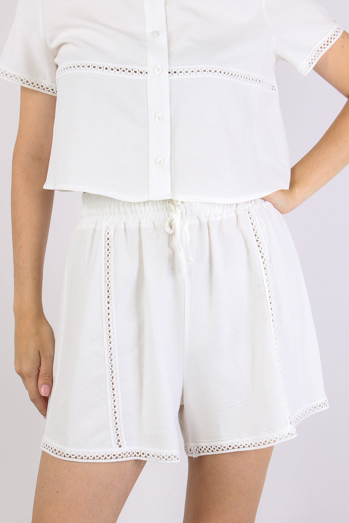 Short Inserto Macrame Bianco-8