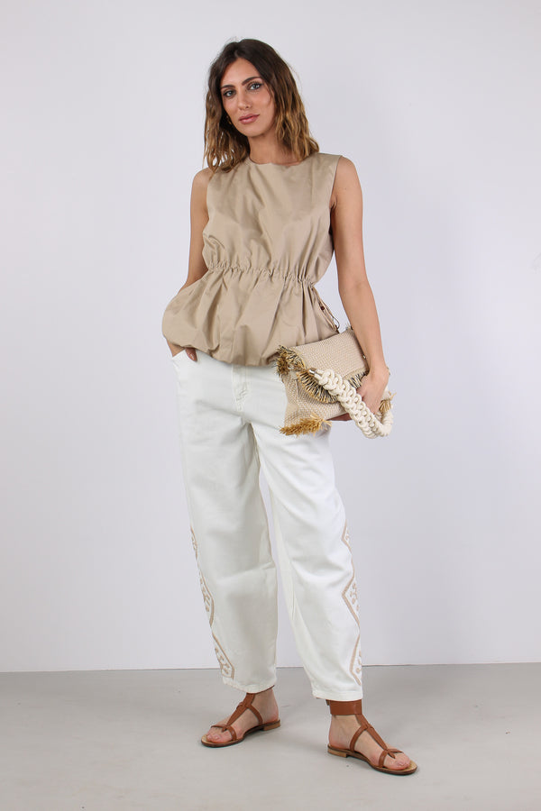 Top Cotone Arriccio Beige