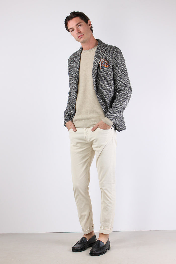 Giacca Micro Quadro Bianco/nero-6