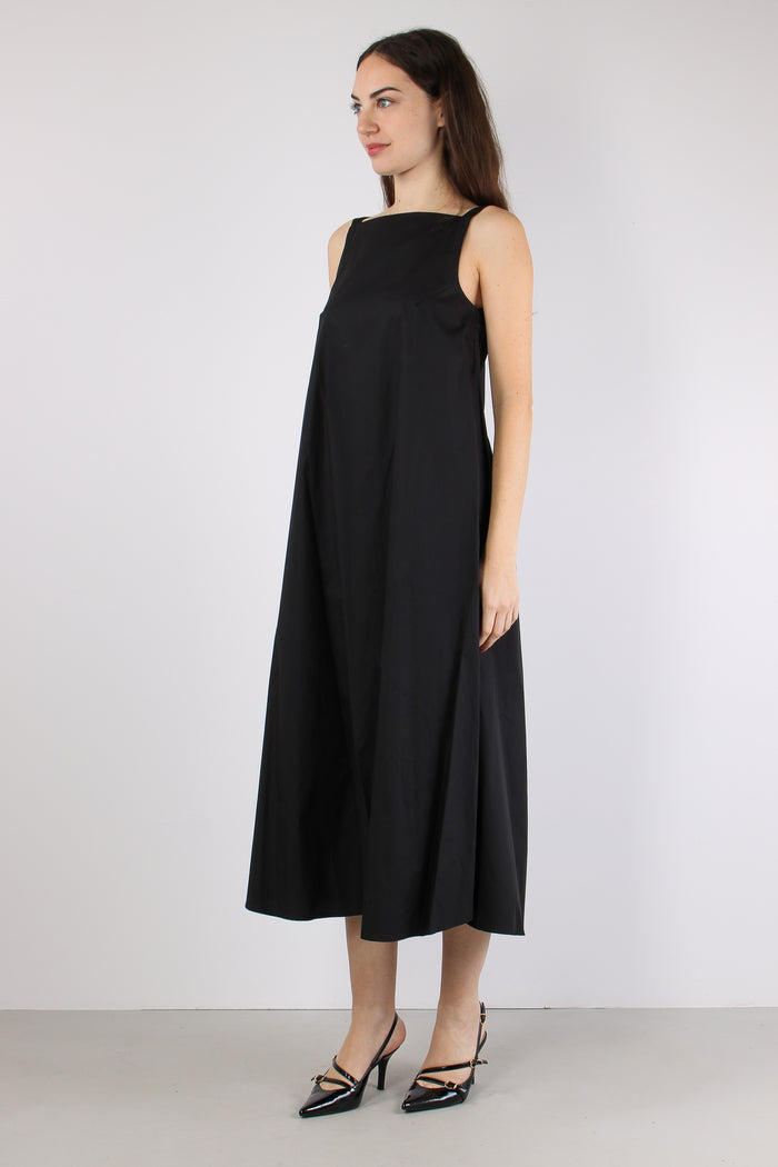 Abito Lungo Cotone Nero-5