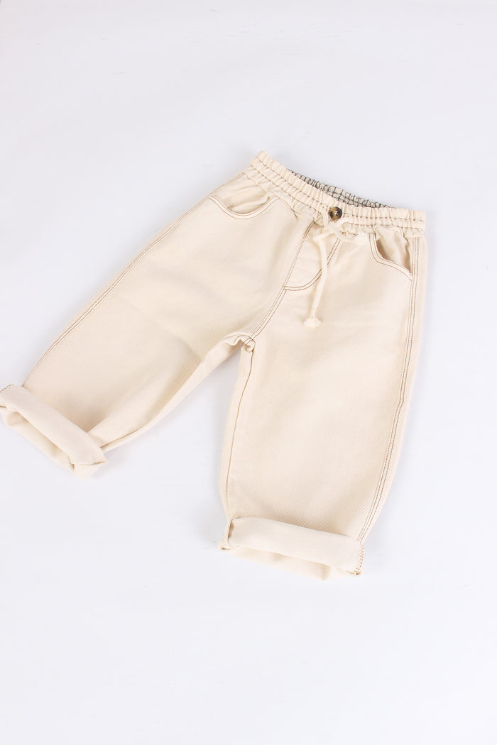 Pantalone Ampio Twill Ivory-4