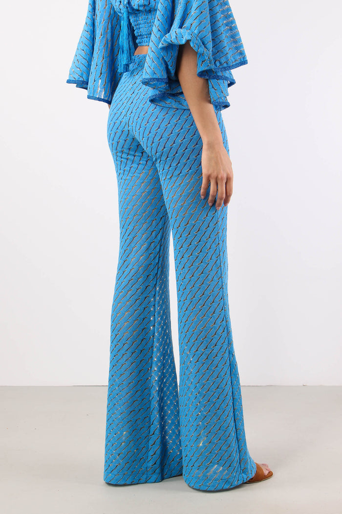 Pantalone Svasato Jacquard Bluette-6