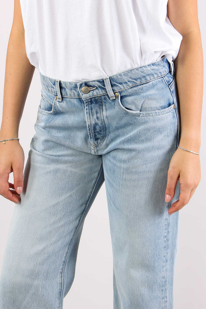 Denim Scritta Perline Denim Chiaro-6