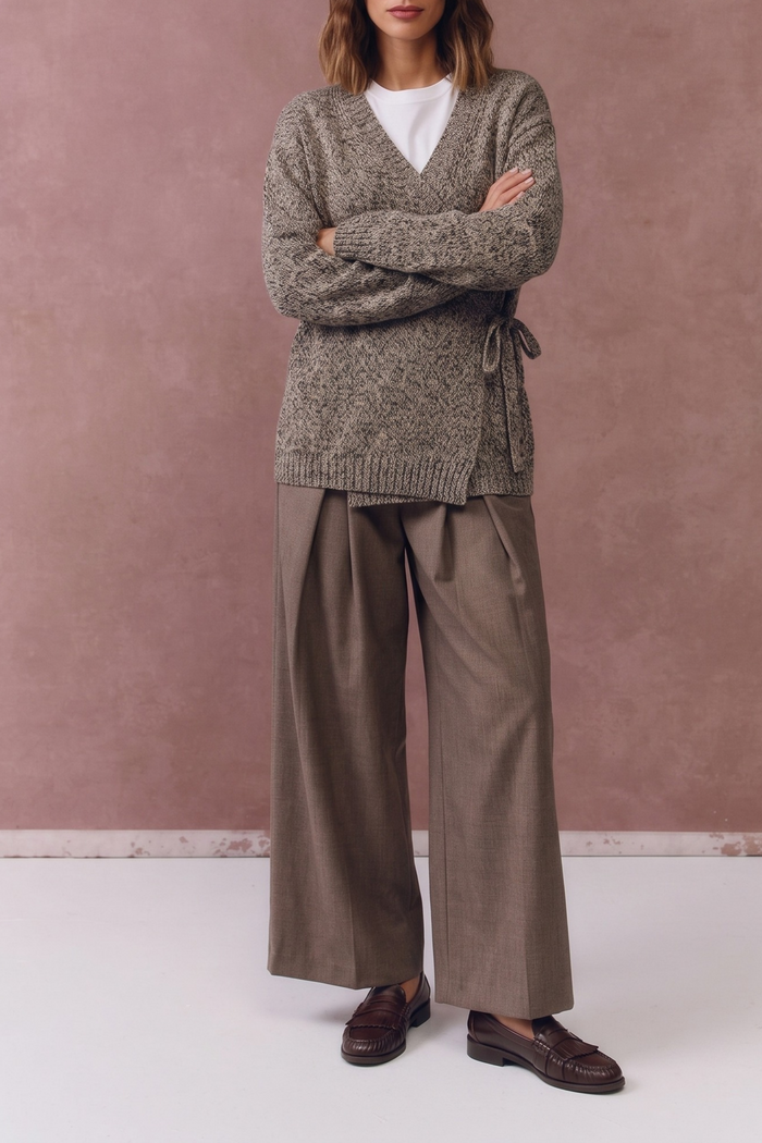 Cardigan Lacci Moulinee Nero/cammello