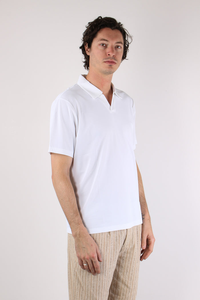Polo Tessuto Tecnico Bianco-7