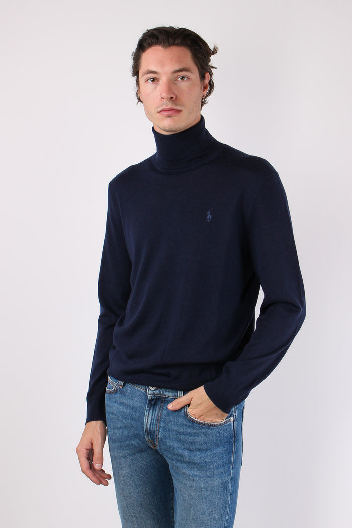 Maglia Collo Alto Lana Merinos Hunter Navy