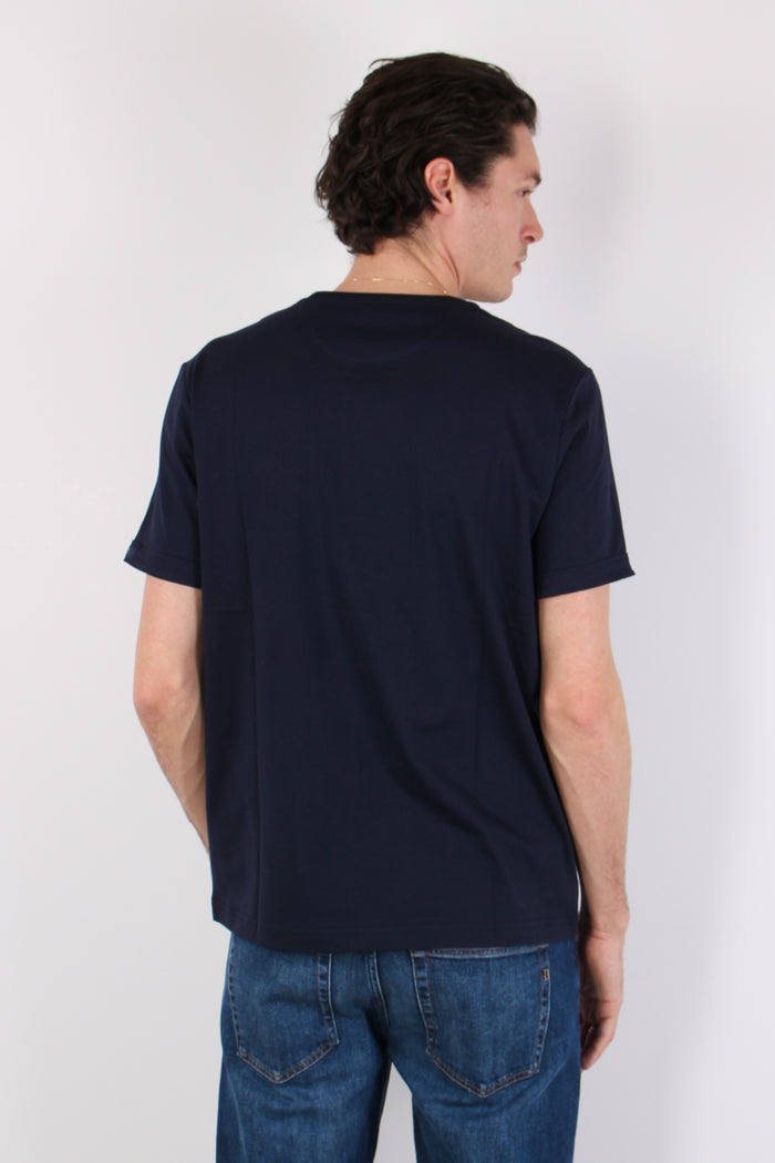 T-shirt Basica Logo Manica Blu-4