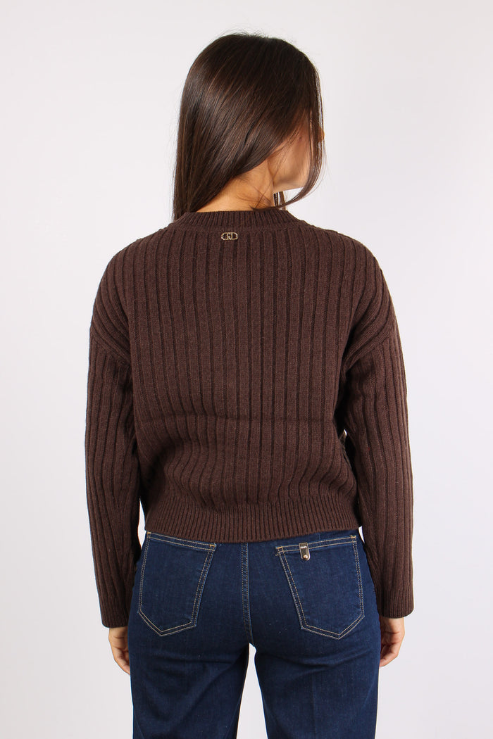 Cardigan Treccia Bottoni Dark Chocolate-4